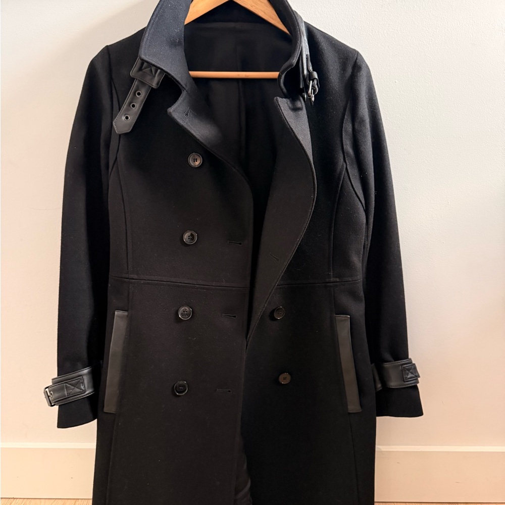 The Kooples Black Double-Breasted Trench Coat